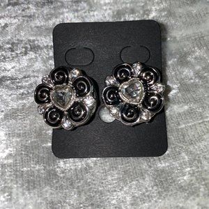 NEW silver & black snap post earrings